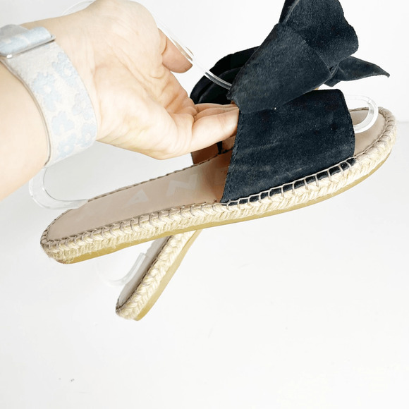 MANEBI Suede Bow Slides black jute platform open toe slip on women's 37 7 - Picture 4 of 5